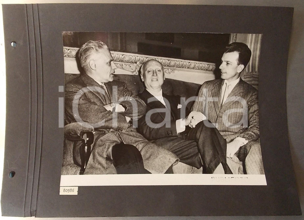 Fotografia d epoca originale 1950 EDINBURGH Colloquio tra direttori del TEATRO ALLA SCALA Foto 35x25 1