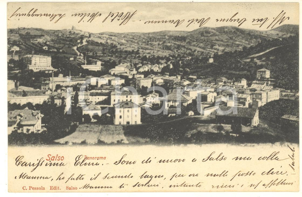 Cartolina originale da collezione 1902 SALSOMAGGIORE PR Veduta panoramica Cartolina postale FP VG 1