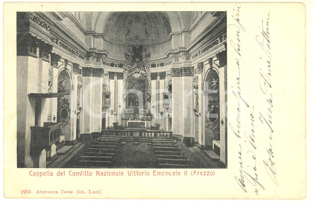Cartolina originale da collezione 1903 AREZZO Cappella Convitto Nazionale VITTORIO EMANUELE II Cartolina FP VG 1