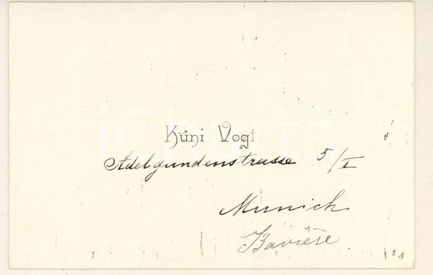 Oggetto da collezione cartaceo 1900 ca MUNICH D Biglietto da visita di Kuni VOGT Autografo 1