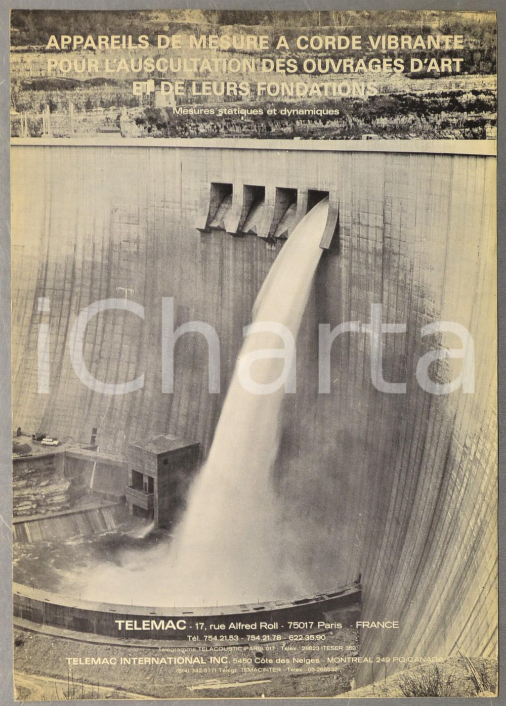 Materiale pubblicitario d’epoca 1965 ca PARIS TELEMAC Appareils de mesure à corde vibrante Brochure 1