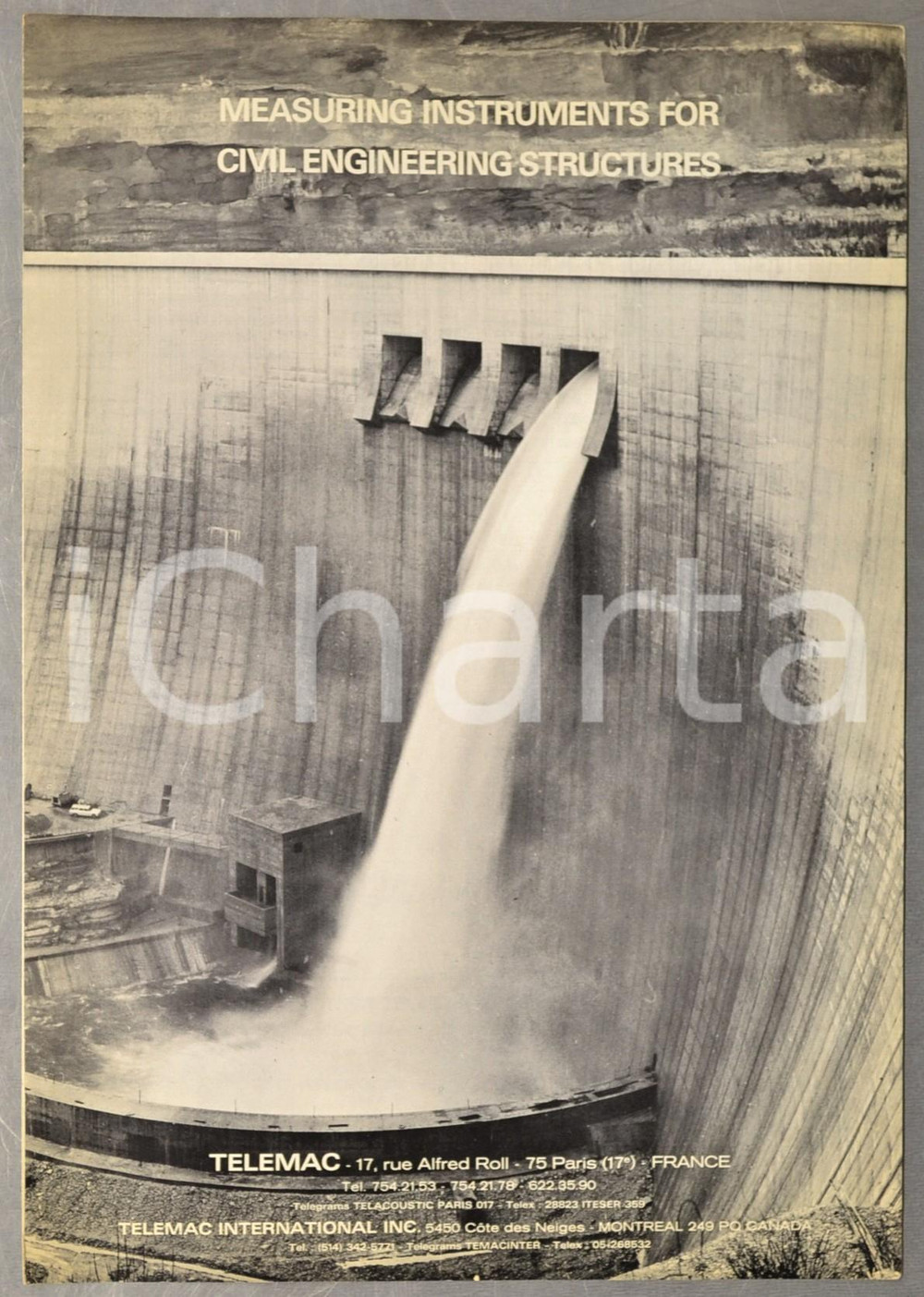 Materiale pubblicitario d’epoca 1965 ca PARIS TELEMAC Measuring instruments for civil engineering Brochure 1