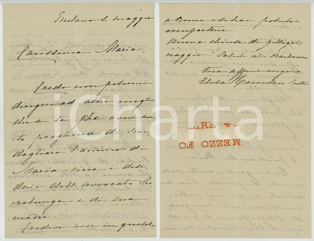 Autografo originale 1900 ca MILANO Elisa TRIVULZIO SCOTTI sul rifiuto di un fidanzamento Autografo 1