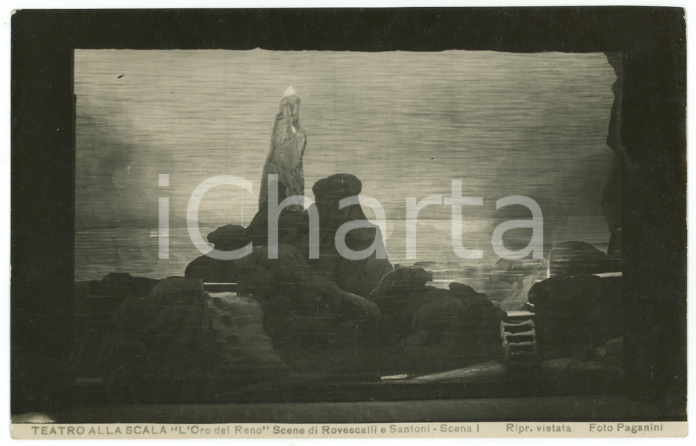 Fotografia d epoca originale 1924 MILANO Teatro alla SCALA L Oro del Reno  Scena I Foto PAGANINI 24x18 cm 1