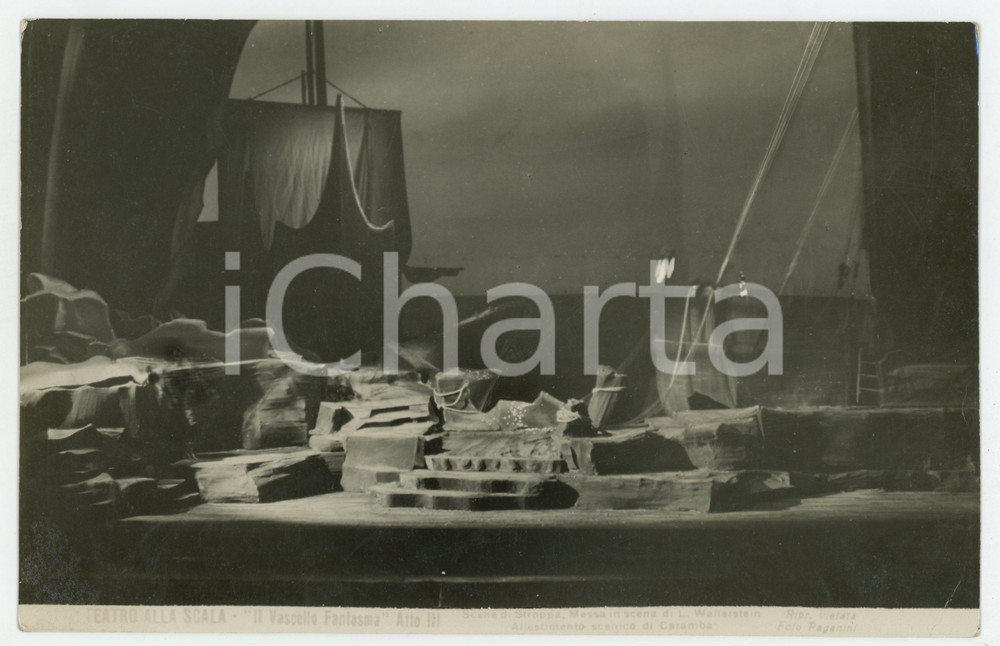 Fotografia d epoca originale 1930 ca MILANO Teatro alla SCALA Il vascello fantasma  Atto III Foto PAGANINI 1