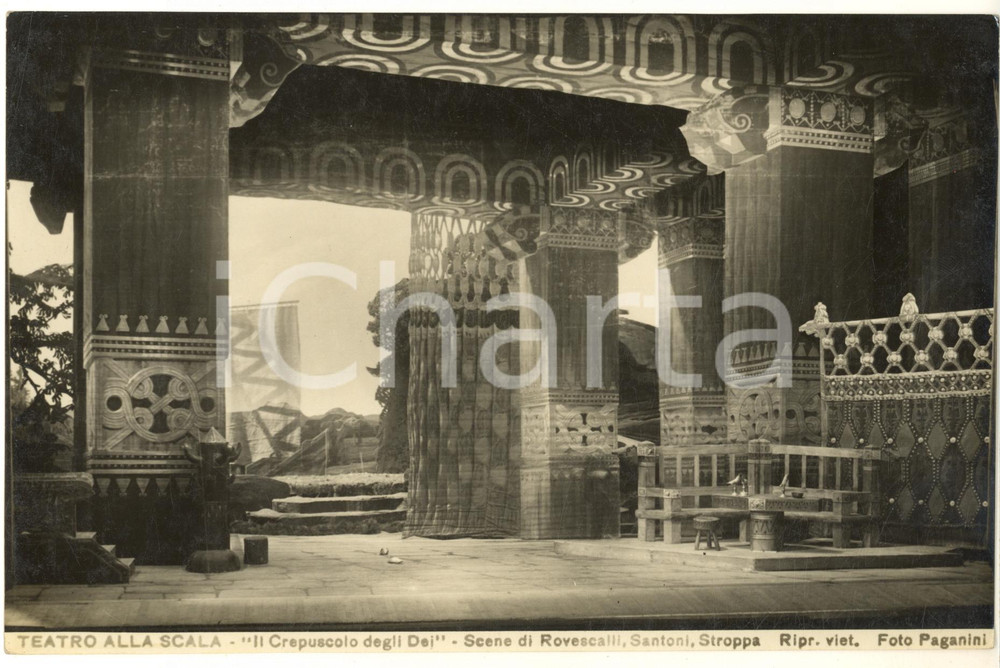 Fotografia d epoca originale 1924 MILANO Teatro alla SCALA Il crepuscolo degli Dei  Foto scenografia 1