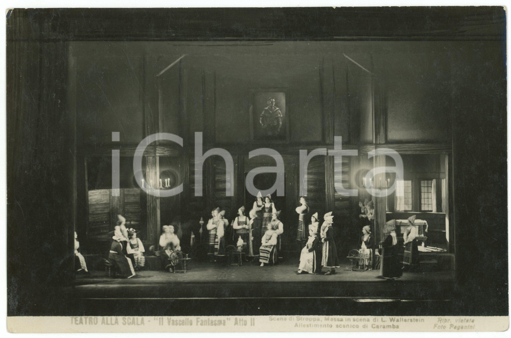 Fotografia d epoca originale 1930 ca MILANO Teatro alla SCALA Il vascello fantasma  Atto II Foto PAGANINI 1