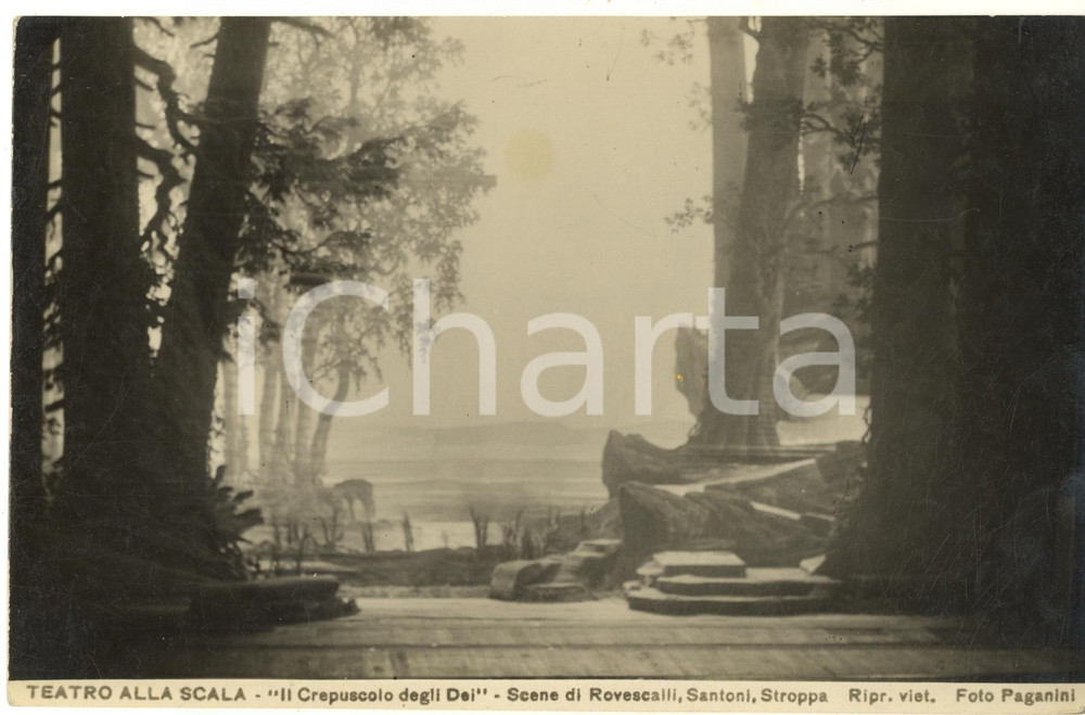 Fotografia d epoca originale 1924 MILANO Teatro alla SCALA Il crepuscolo degli Dei  Scenografia FOTO 1