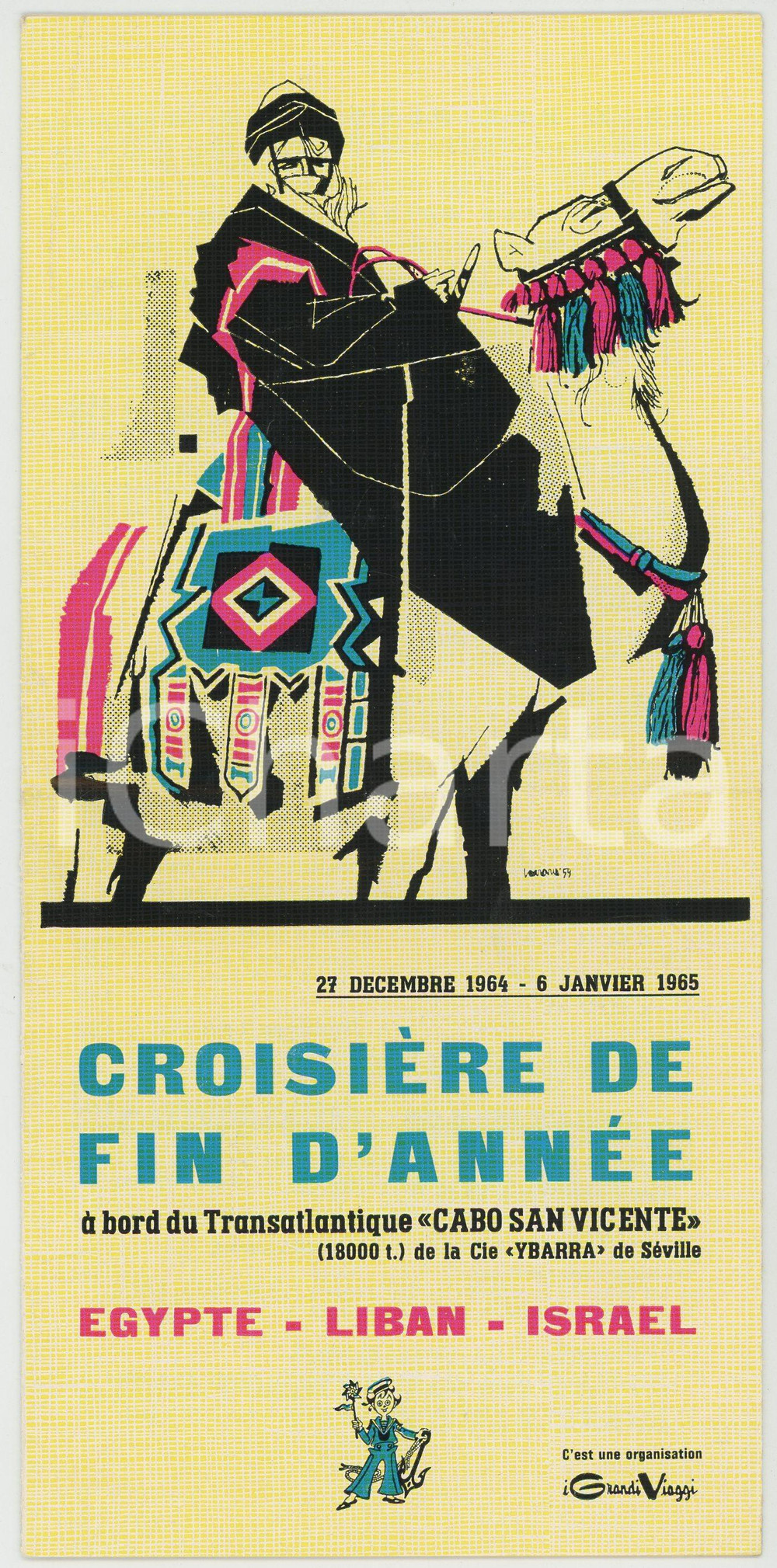 Materiale pubblicitario d’epoca 1964 I GRANDI VIAGGI Croisière EGYPTE  LIBAN Transatlantique CABO SAN VICENTE 1
