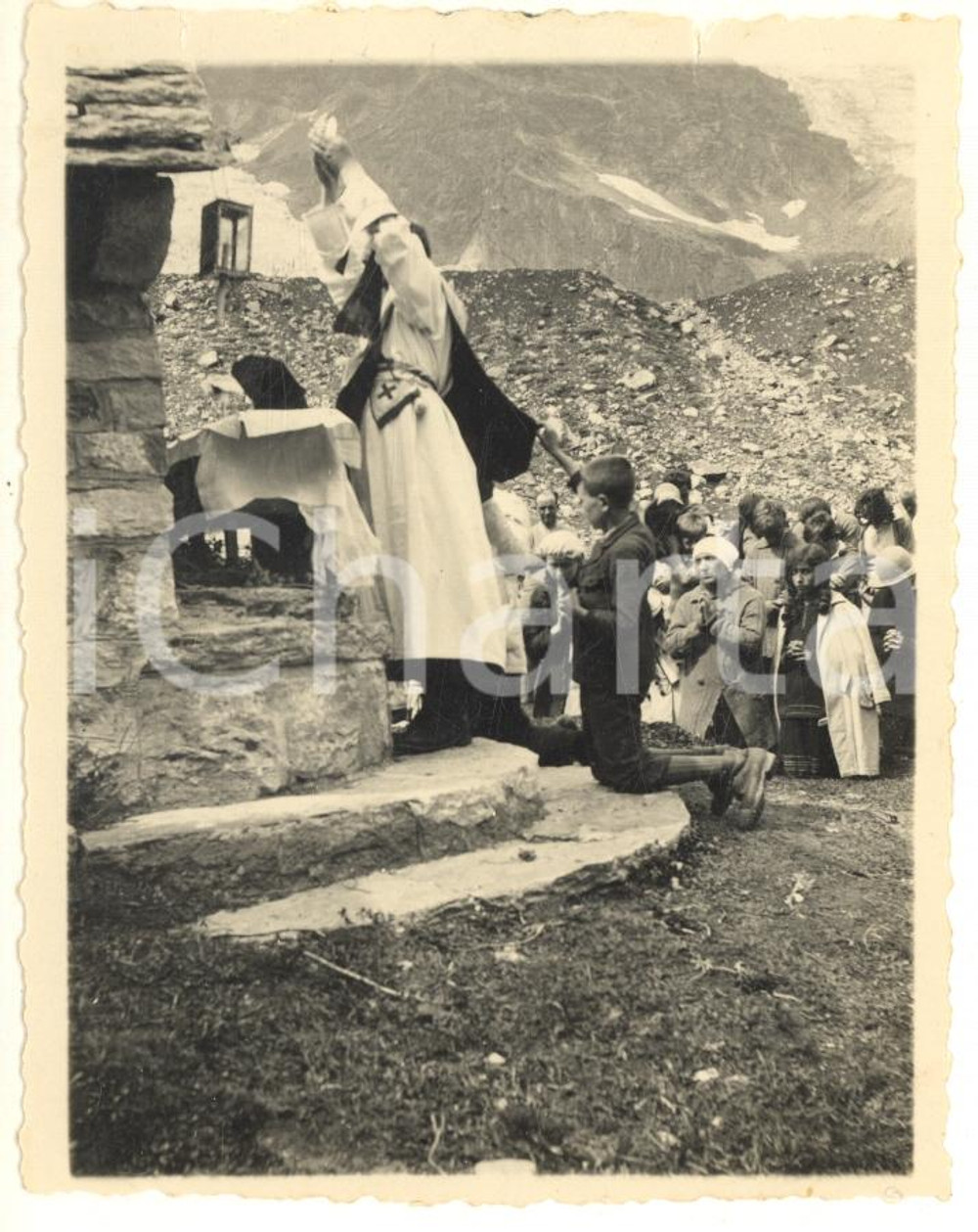 Agosto 1929 ALPE PEDRIOLA (VB) Una funzione religiosa all'aperto *Foto 8x11 cm