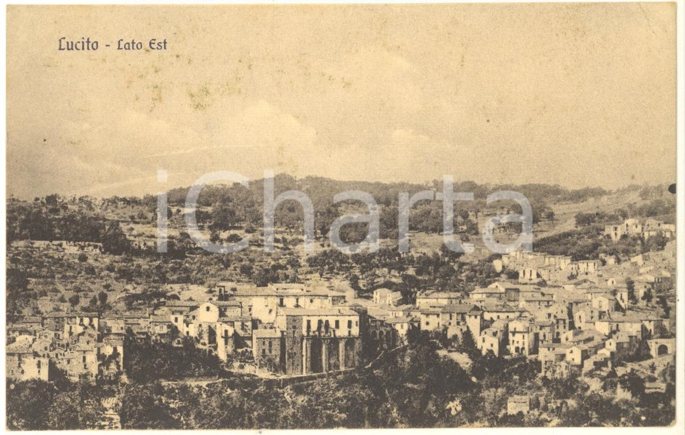 Cartolina originale da collezione 1909 LUCITO CB Panorama del paese visto da est Cartolina postale FP VG 1