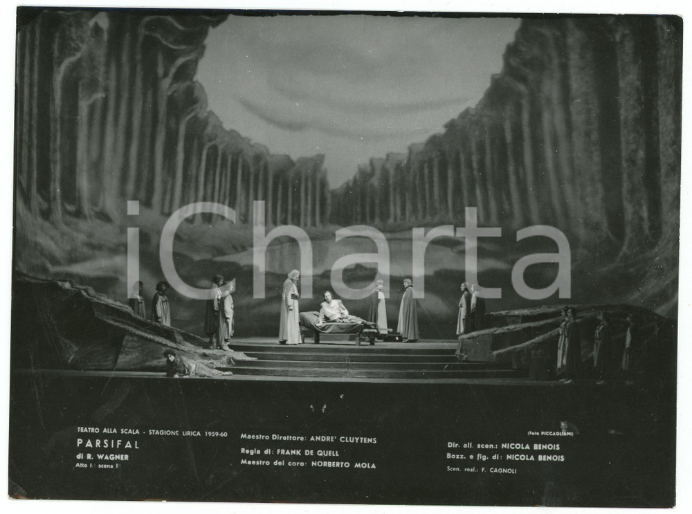 Fotografia d epoca originale 195960 MILANO  Teatro alla SCALA Parsifal  Atto I Scena I Foto PICCAGLIANI 1