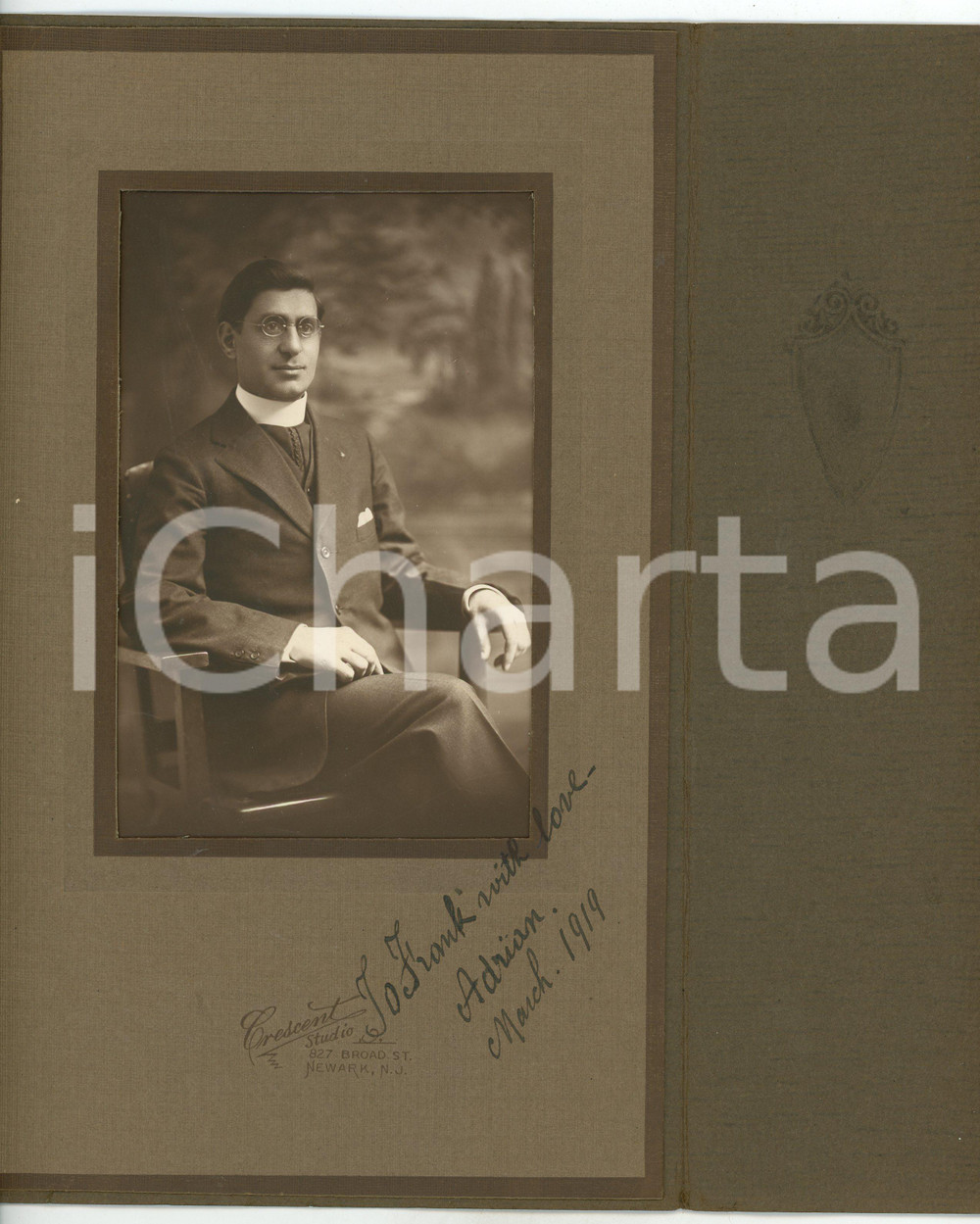 Fotografia d epoca originale 1919 NEWARK USA Ritratto del giovane sacerdote Adrian Foto CRESCENT STUDIO 1