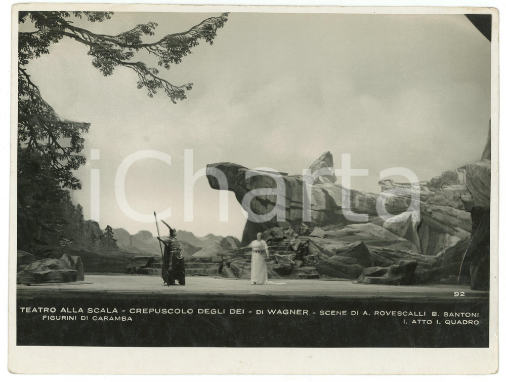 Fotografia d epoca originale 1924 MILANO Teatro alla SCALA Il crepuscolo degli Dei  Atto I ROVESCALLI Foto 1