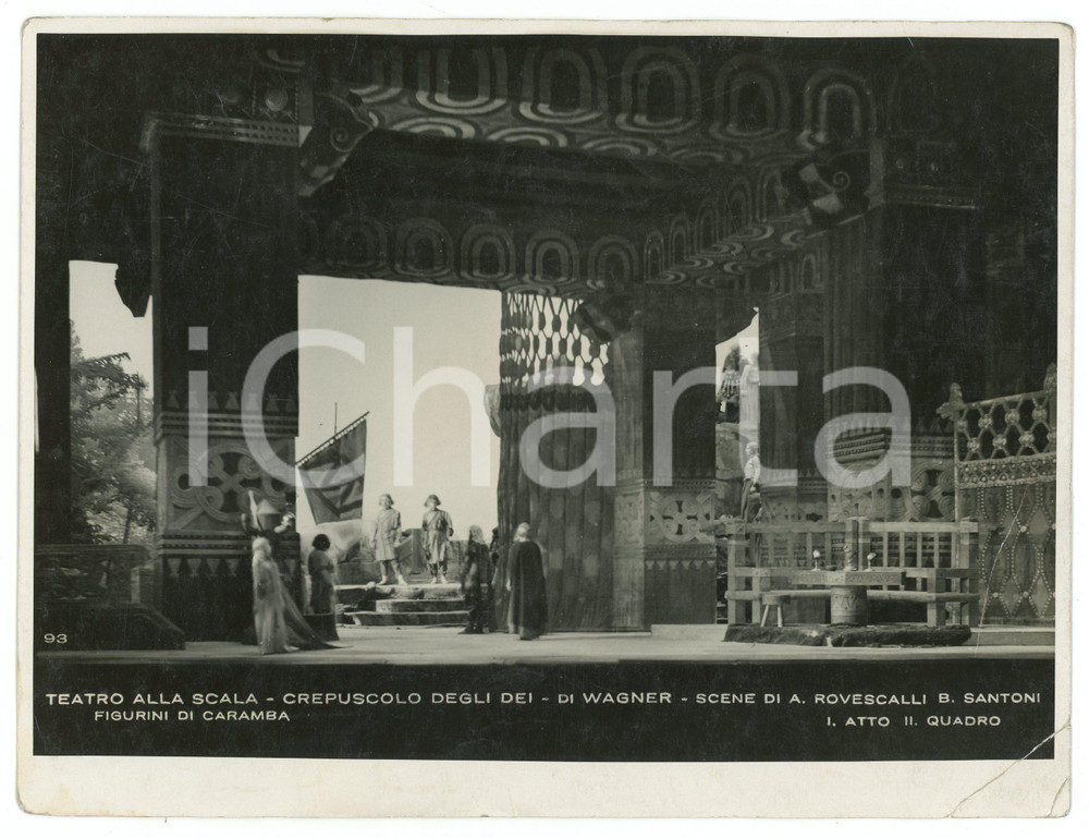Fotografia d epoca originale 1924 MILANO Teatro alla SCALA Il crepuscolo degli Dei  Atto II ROVESCALLI Foto 1