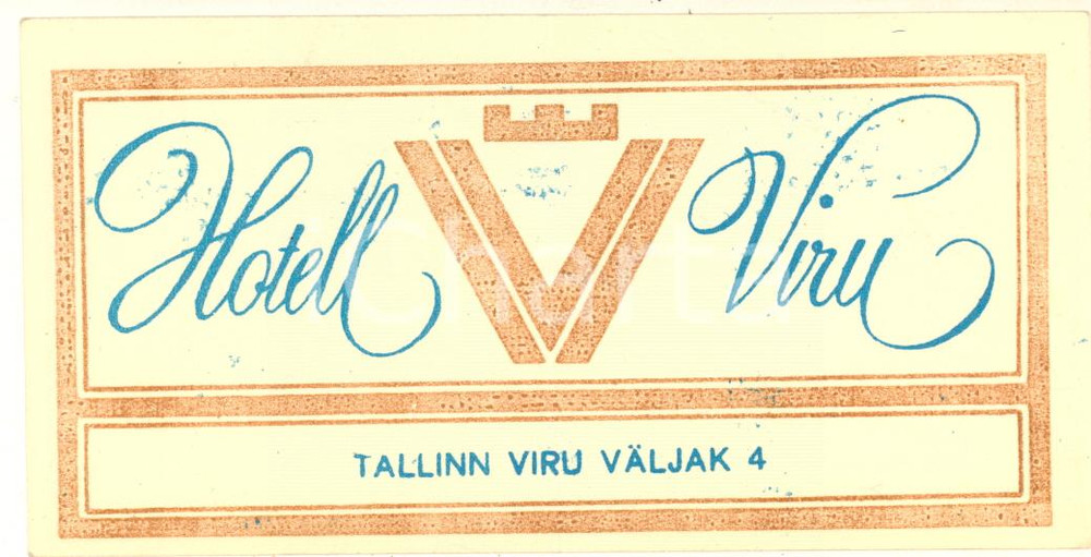 Materiale pubblicitario d’epoca 1950 ca TALLINN Hotel VIRU  Cartoncino pubblicitario per la stanza VINTAGE 1