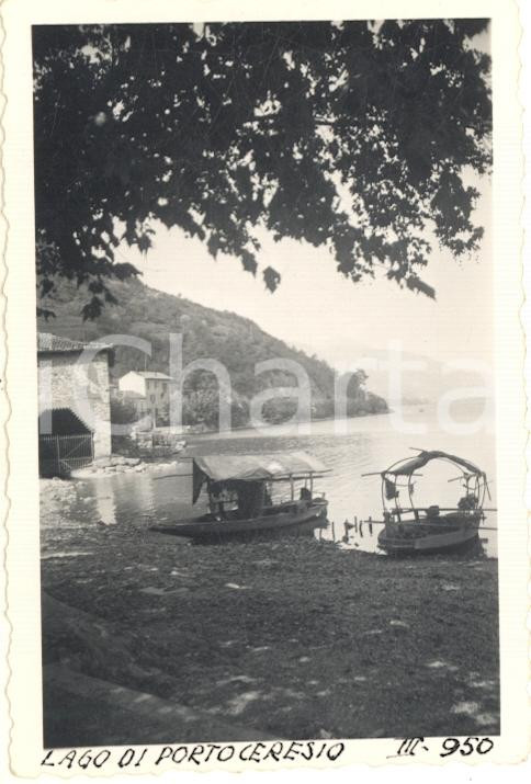 Fotografia d epoca originale 1950 PORTO CERESIO Veduta del lago con barche ormeggiate Foto VINTAGE 6x9 cm 1