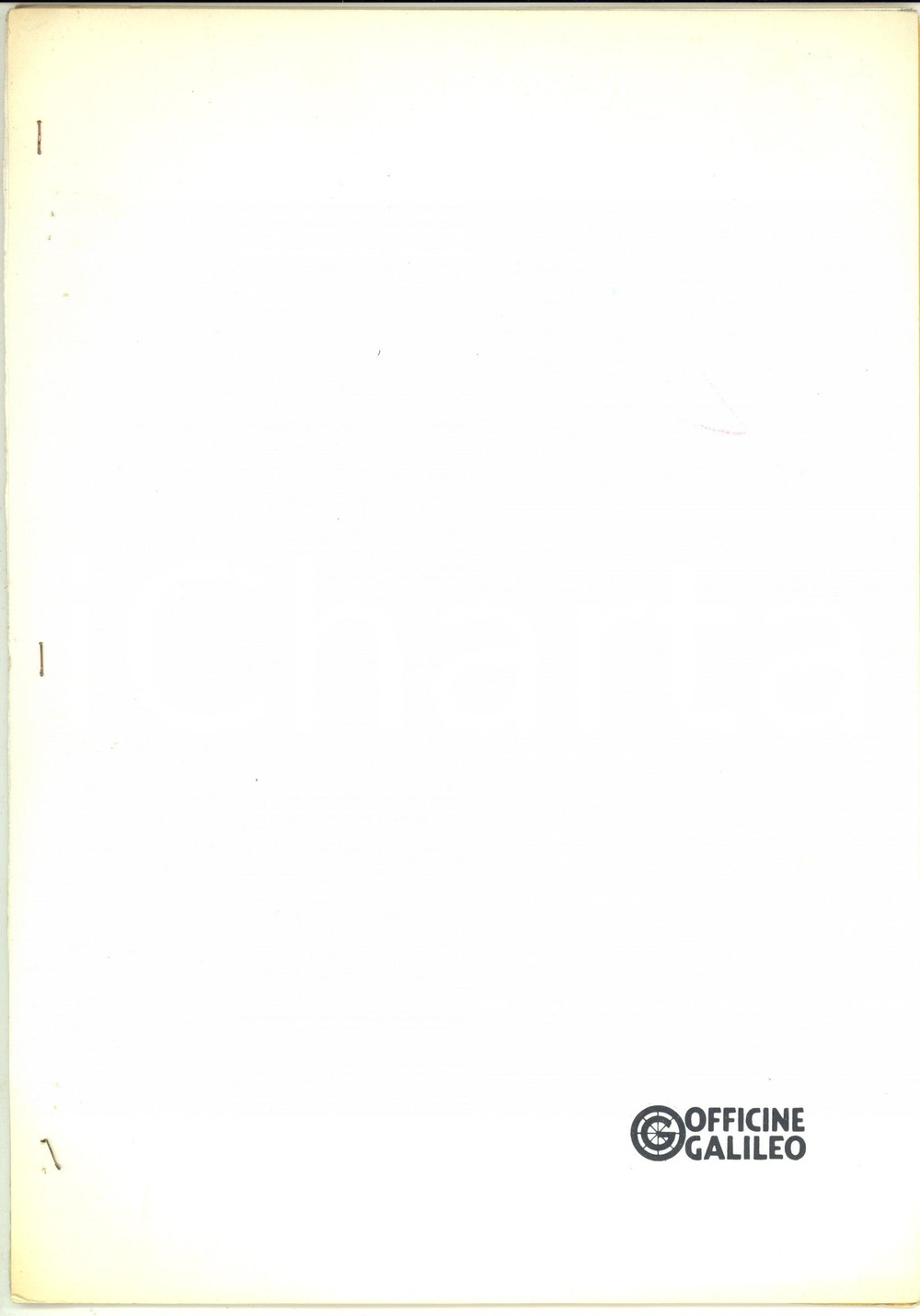 1971 OFFICINE GALILEO FIRENZE Vincenzo RIZZO Apparecchiatura collimazione dighe Fascicolo con tavole.CONDIZIONI: fair (parziale distacco dei punti metallici della legatura al margine sinistro)    originale e autentica 1