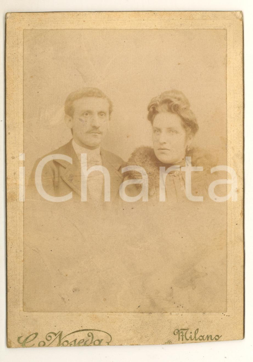 Fotografia d epoca originale 1900 ca MILANO Ritratto di una coppia di sposi Foto Gianandrea NOSEDA 1