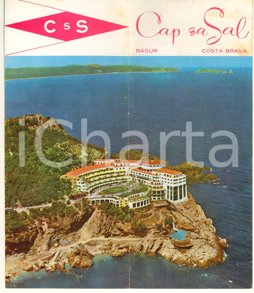 Materiale pubblicitario d’epoca 1960 ca COSTA BRAVA Pieghevole CAP SA SAL ILLUSTRATO VINTAGE 1
