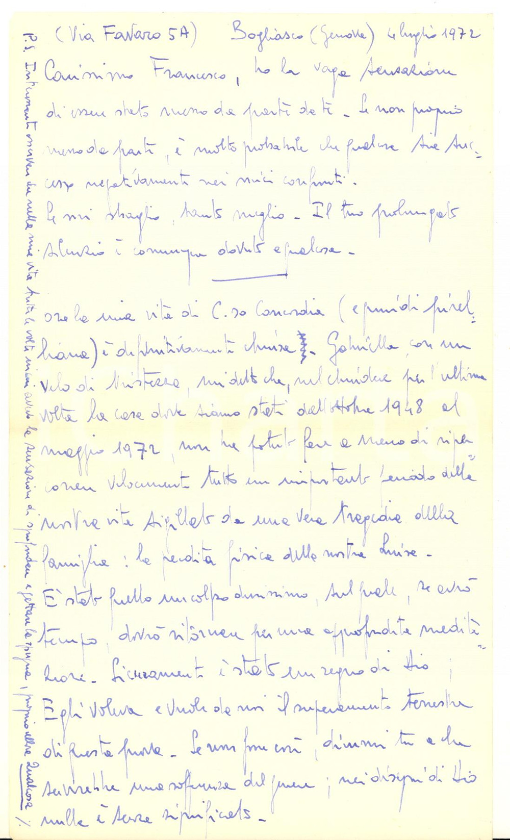 1972 BOGLIASCO Carlo MARTINENGHI messo da parte da Francesco MELZI D'ERIL