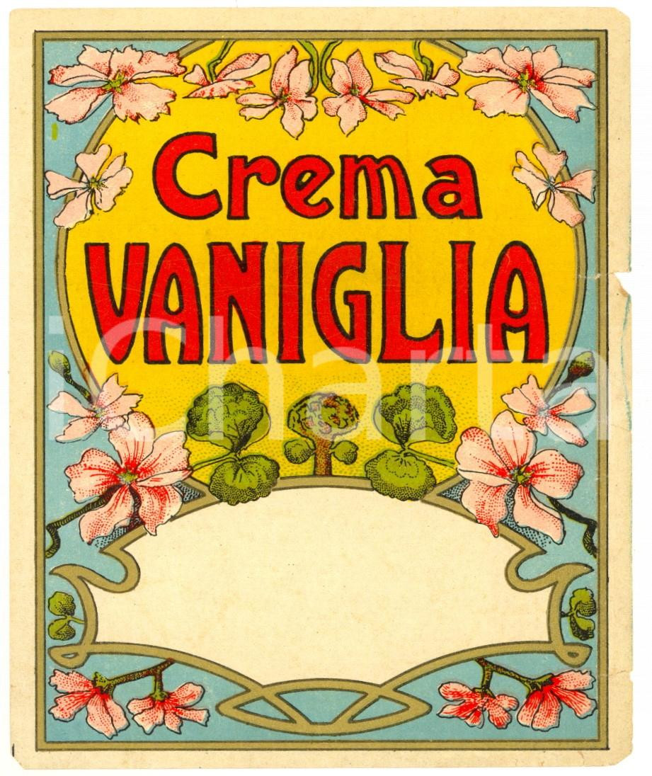 Materiale pubblicitario d’epoca 1920 ca CREMA VANIGLIA  Etichetta pubblicitaria liquore 12x13 cm 2 1