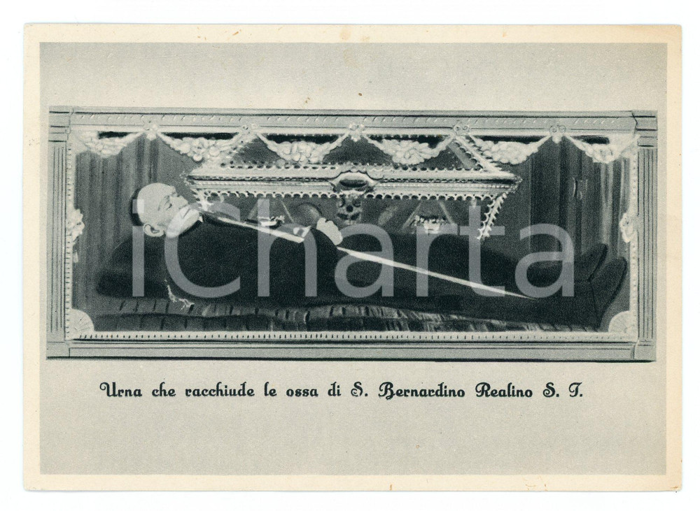 1962 LECCE Istituto ARGENTO Urna con le ossa di san Bernardino REALINO Cartolina