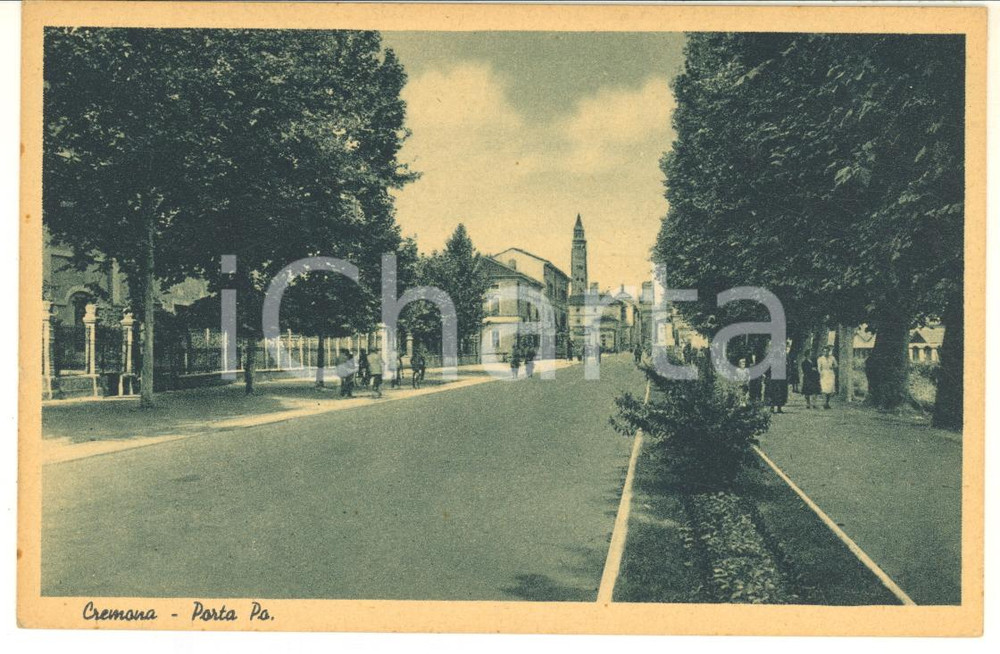 Cartolina originale da collezione 1930 ca CREMONA Veduta di PORTA PO Cartolina postale ANIMATA FP VG 1
