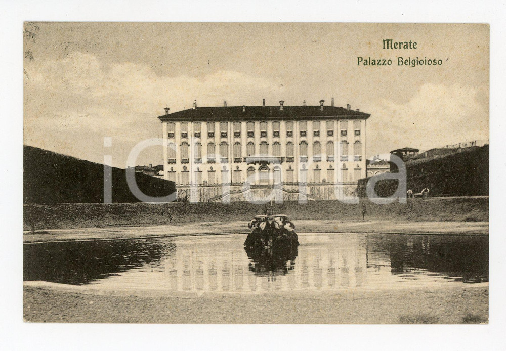 Cartolina originale da collezione 1909 MERATE LC Palazzo BELGIOIOSO Cartolina Ernesto BASLINI FP VG 1