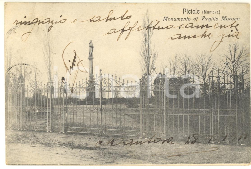 Cartolina originale da collezione 1925 PIETOLE / BORGO VIRGILIO Monumento di Virgilio Cartolina VINTAGE FP VG 1