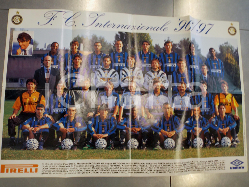 Materiale pubblicitario d’epoca 199697 SERIE A CALCIO INTER Poster della squadra in campionato 80x50 cm 1