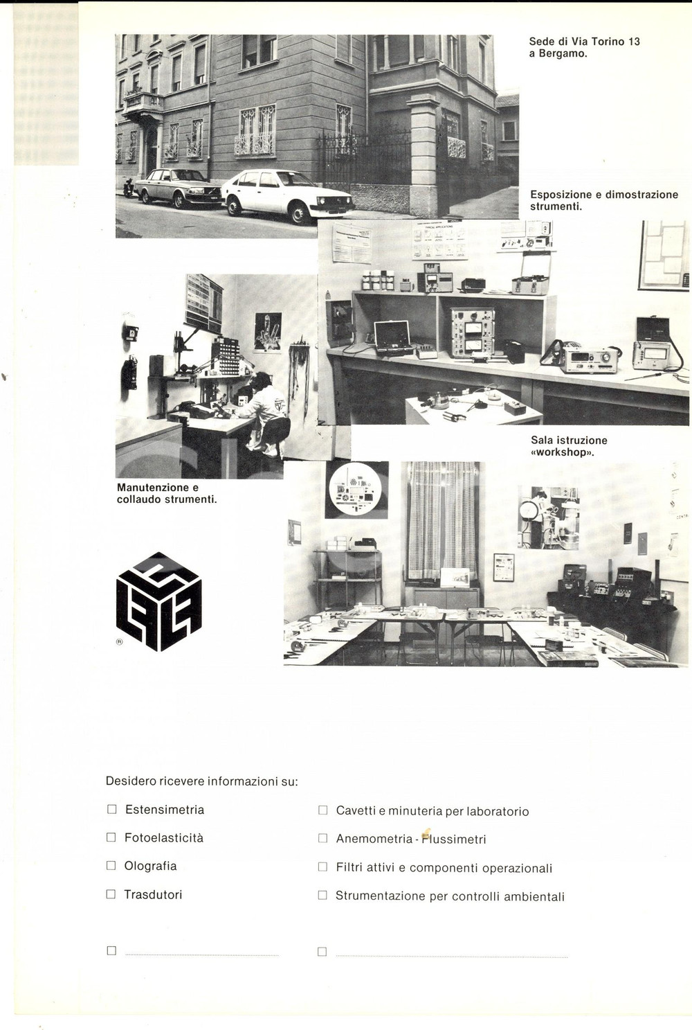 Materiale pubblicitario d’epoca 1980 ca BERGAMO Ditta Franco LUCHSINGER Pieghevole pubblicitario ILLUSTRATO 1