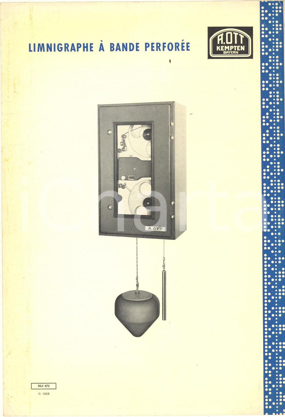 Materiale pubblicitario d’epoca 1970 ca KEMPTEN A. OTT Limnigraphe à bande perforée  Brochure ILLUSTREE 1