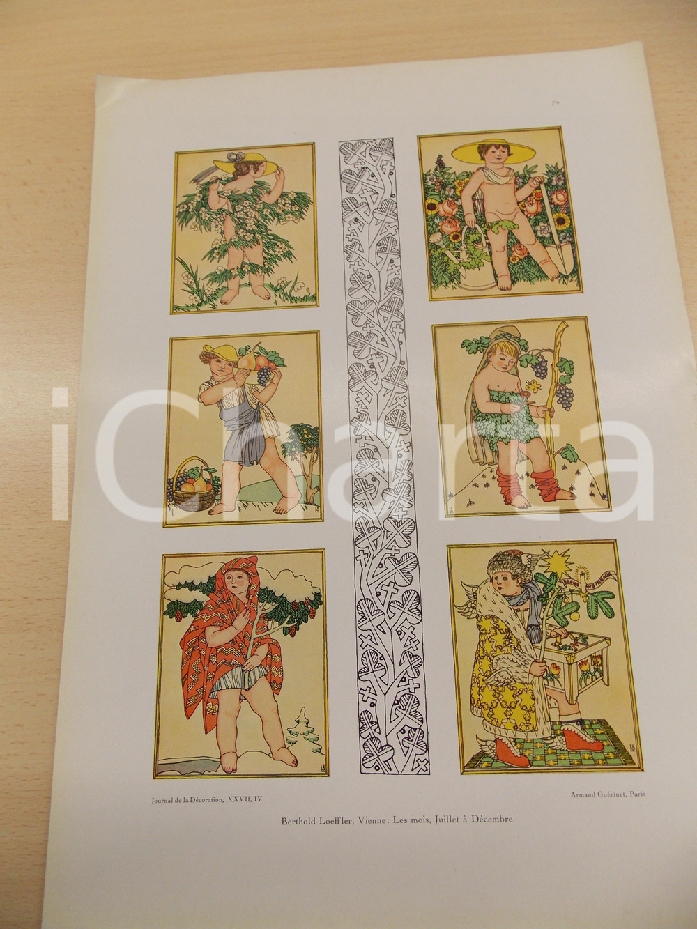 Stampa, bozzetto originale 1920 ca Berthold LOEFFLER Les mois  JuilletDécembre JOURNAL DE LA DECORATION 1