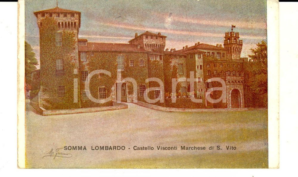 Cartolina originale da collezione 1926 SOMMA LOMBARDO VA Castello Visconti marchese di S. VITO Cartolina FP 1