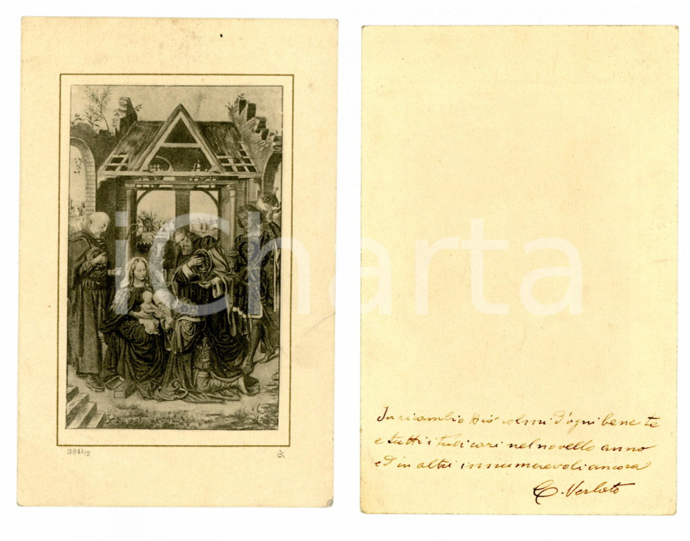 Oggetto da collezione cartaceo 1940 ca MILANO Santino NATIVITA  con dedica Cesare VERLATO Autografo 1