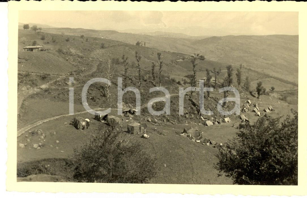 Fotografia d epoca originale 1941 WW2 HONDISHTA ALBANIA Accampamento italiano Foto cartolina RUEDI 1