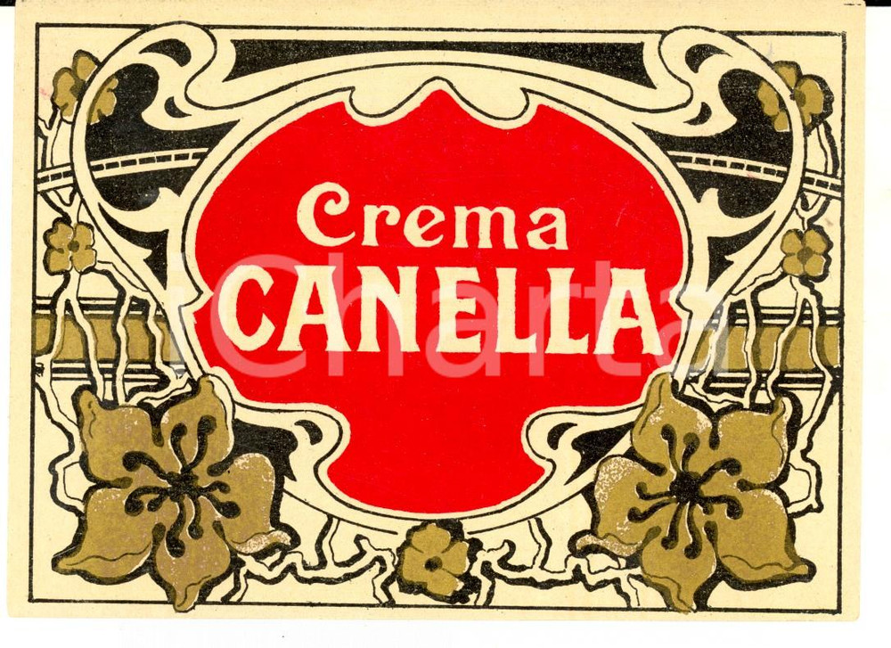 Materiale pubblicitario d’epoca 1920 ca CREMA CANELLA  Etichetta pubblicitaria liquore VINTAGE 13x10 1 1