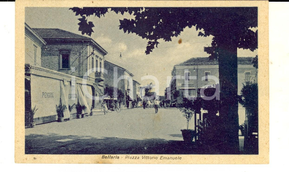 Cartolina originale da collezione 1930 ca BELLARIA RN Piazza Vittorio Emanuele Cartolina ANIMATA FP NV 1