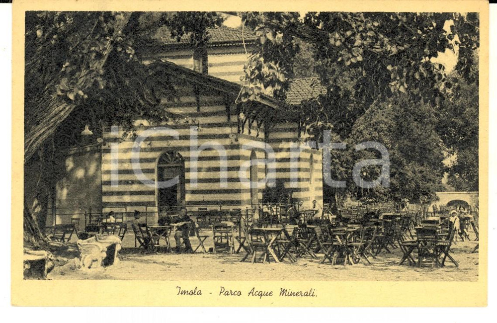 Cartolina originale da collezione 1940 ca IMOLA BO Parco Acque Minerali Cartolina postale ANIMATA FP NV 1
