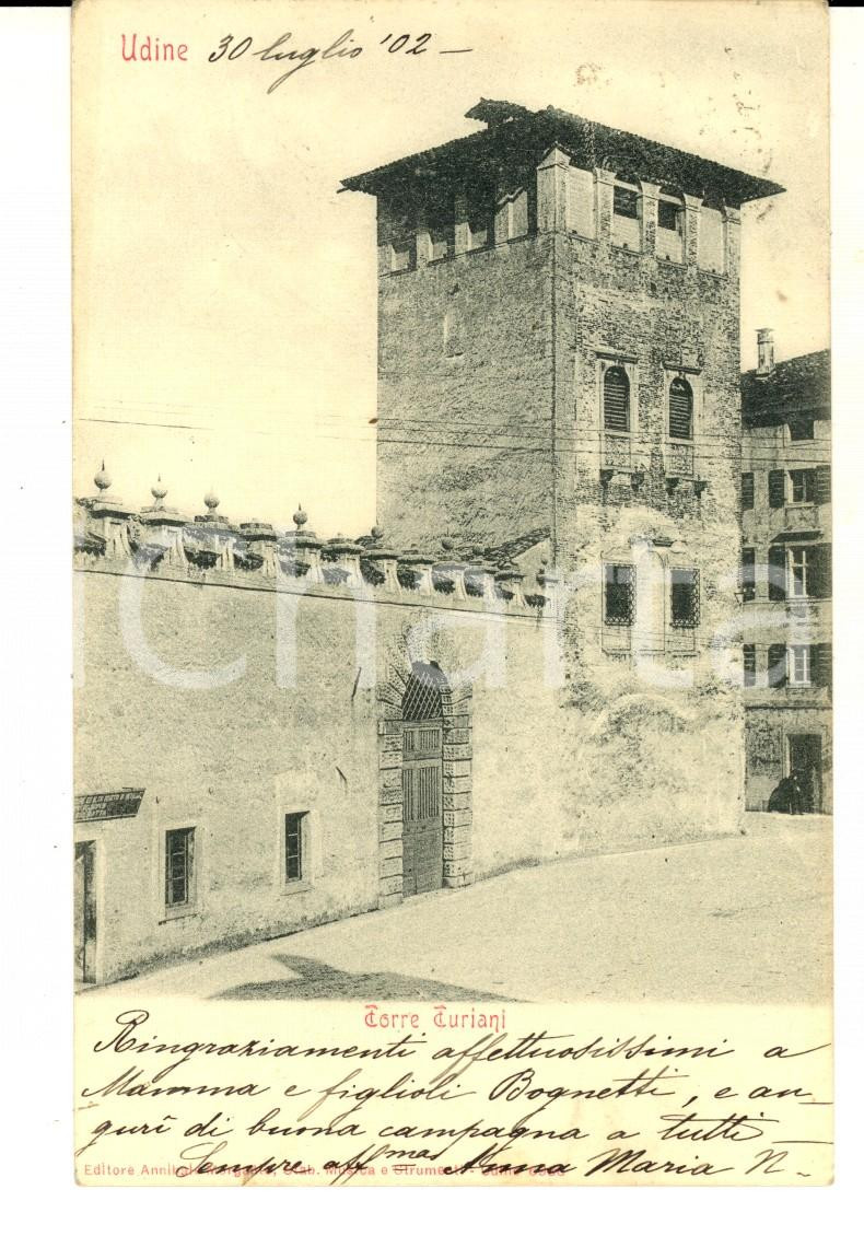 Cartolina originale da collezione 1902 UDINE Veduta della TORRE TURIANI Cartolina postale FP VG 1