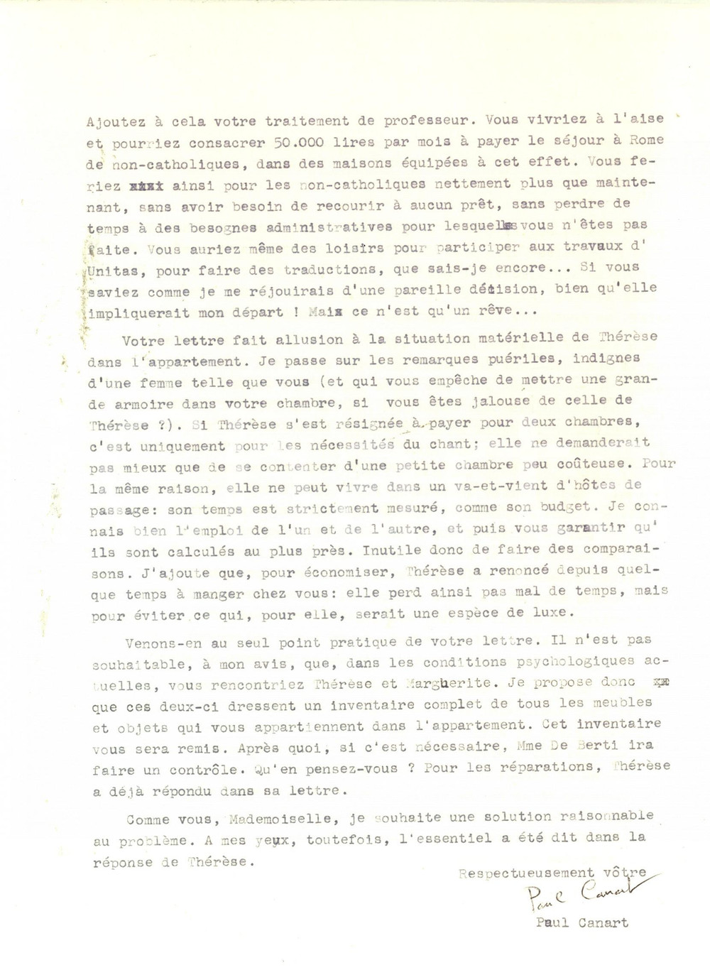 Manoscritto, lettera originale 1967 ROMA Lettera Paul CANART a un amica Dattiloscritta con AUTOGRAFO 1
