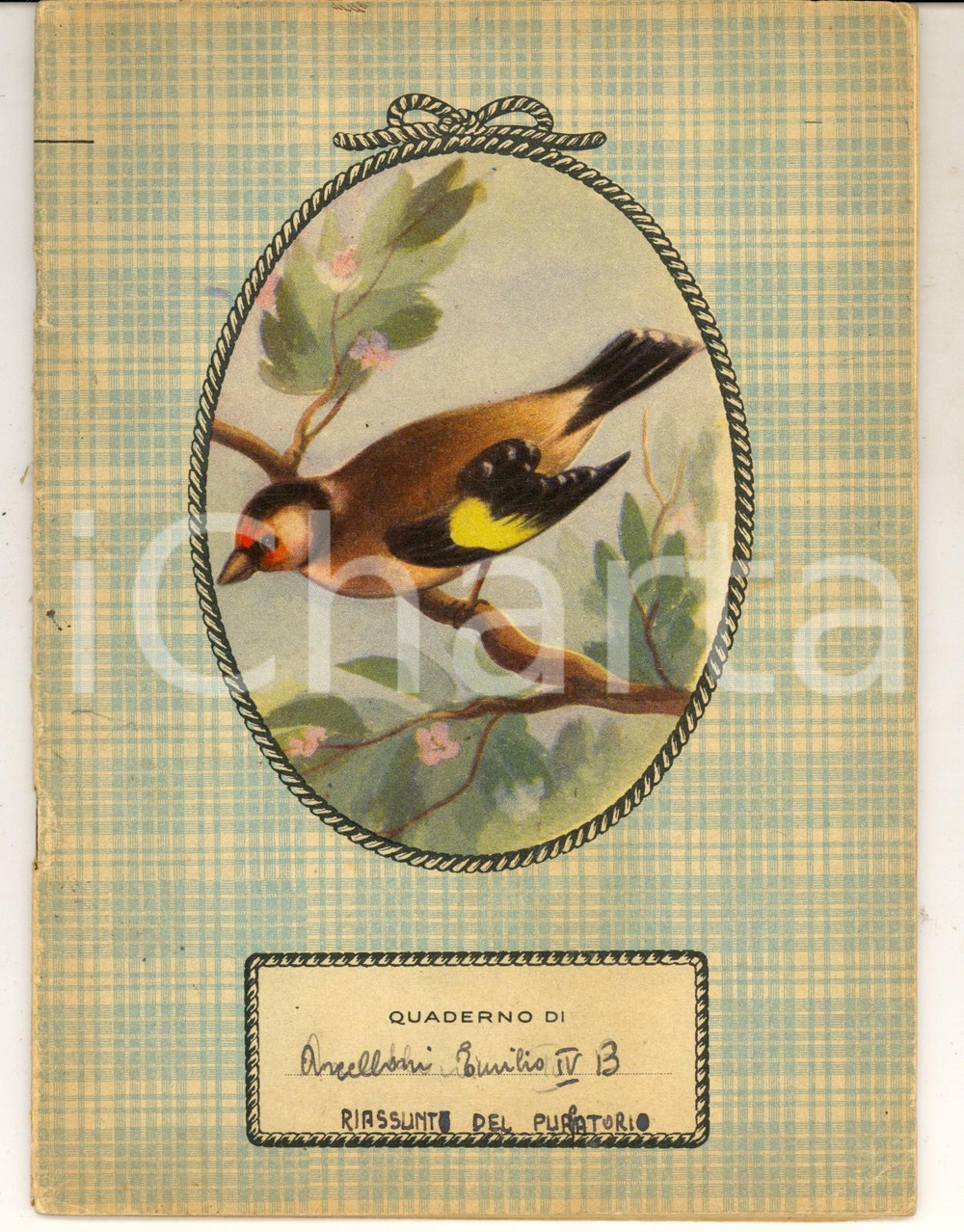 Oggetto da collezione cartaceo 1950 ca Quaderno scolastico copertina ILLUSTRATA passerotto VINTAGE 1