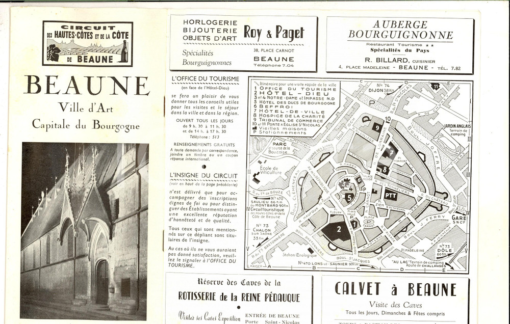 Materiale pubblicitario d’epoca 1960 ca FRANCE BOURGOGNE Brochure BEAUNE Ville d art Publicitaire VINTAGE 1