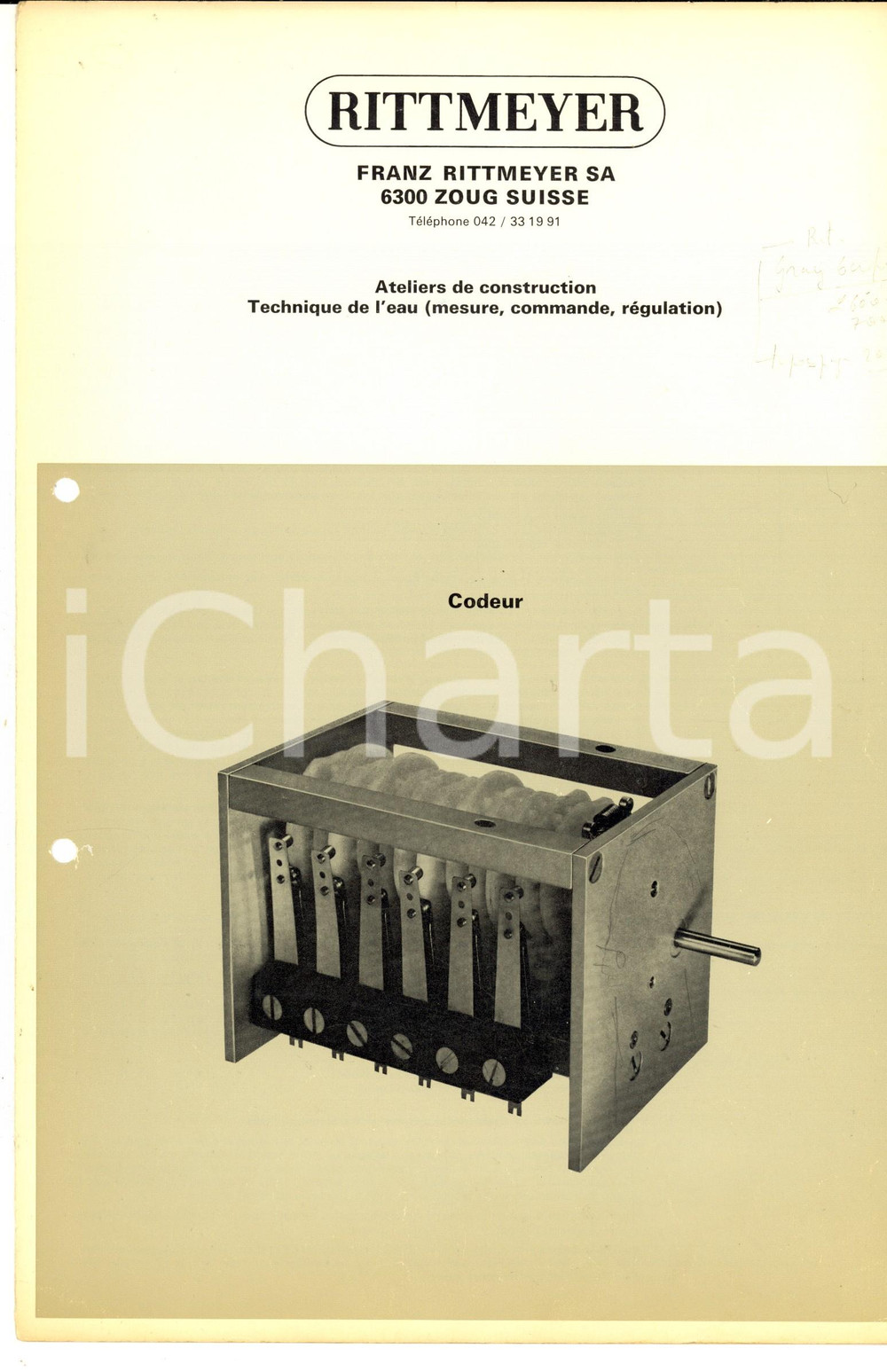 Materiale pubblicitario d’epoca 1968 ZOUG FRANZ RITTMEYER SA Ateliers de construction  Codeur Brochure 1