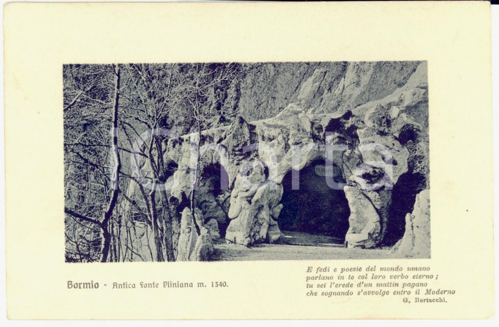 Cartolina originale da collezione 1915 ca BORMIO SO Antica fonte pliniana   Versi BERTACCHI Cartolina FP NV 1
