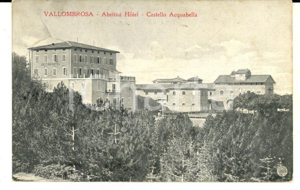 Cartolina originale da collezione 1912 VALLOMBROSA FI Castello ACQUABELLA  ABETINA Hotel Cartolina 1
