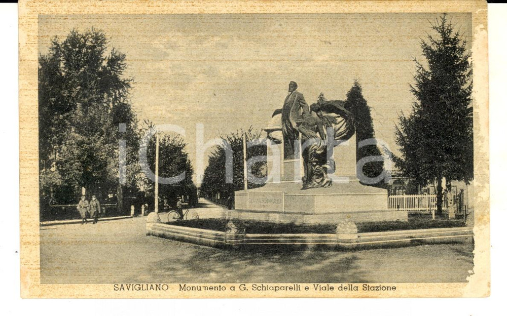 Cartolina originale da collezione 1943 SAVIGLIANO Monumento a G. SCHIAPARELLI e Viale della Stazione Cartolina 1