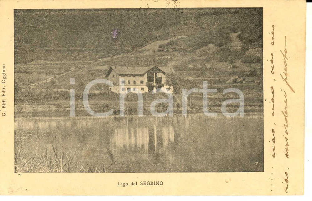 Cartolina originale da collezione 1901 Lago SEGRINO Panorama con una villetta Cartolina postale FP VG 1
