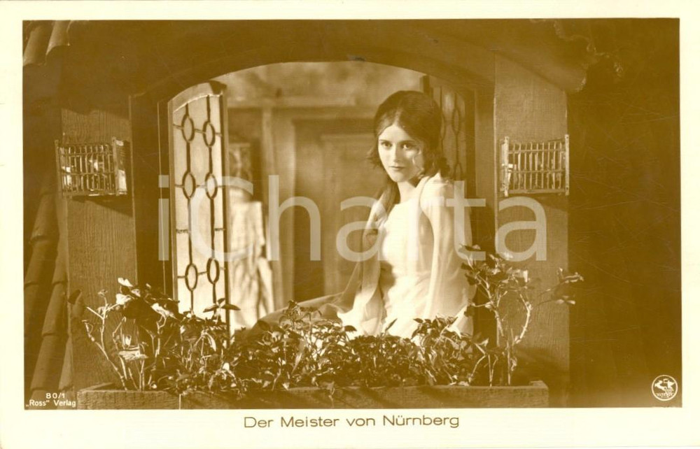 Cartolina originale da collezione 1927 CINEMA Film DIE MEISTER VON NURNBERG Donna alla finestra Cartolina 1